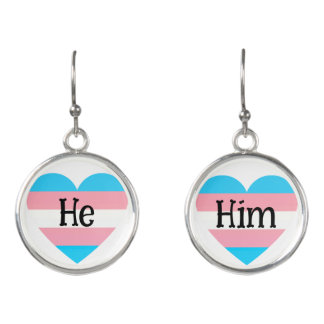 Pronoun he/him transgender pride earrings