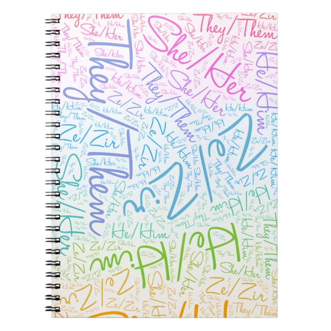 Pronoun pride gender queer rainbow lgbtqa  notebook (Front)