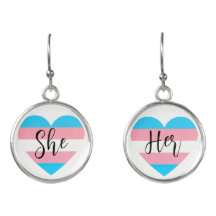 Pronoun she/her transgender pride earrings