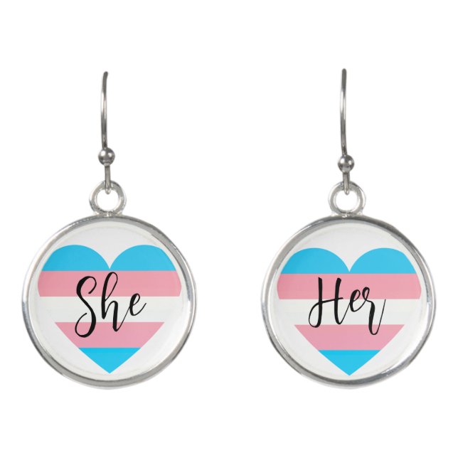 Pronoun she/her transgender pride earrings  (Front)