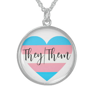 Pronoun they/them transgender gender queer sterling silver necklace
