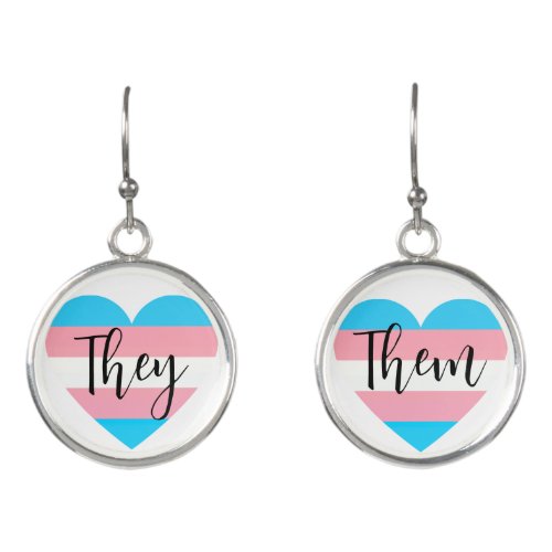 Pronoun theythem transgender pride earrings 