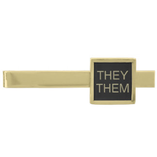 Pronoun Tie Bar (They/Them) - Gold Plated