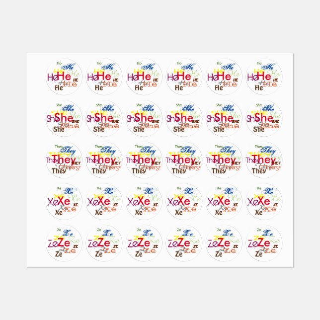 Pronouns All Over Labels (Sheet)