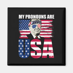 Pronouns Are Usa Donald Trump Patriotic 4th Of Jul Magnet