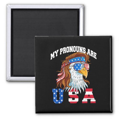 Pronouns Are Usa Eagle American Funny 4th Of July  Magnet