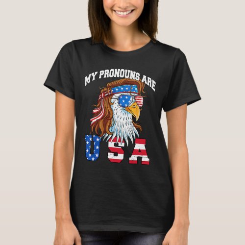 Pronouns Are Usa Eagle American Funny 4th Of July  T_Shirt