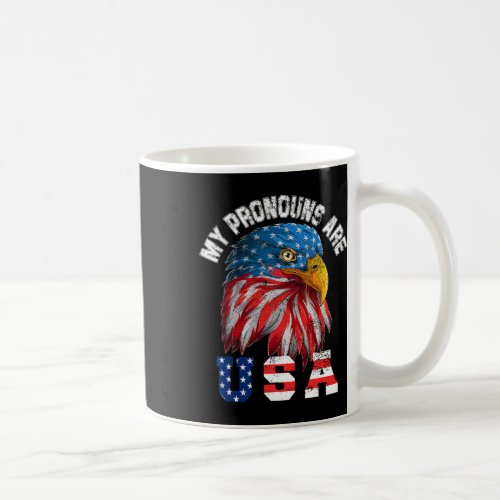 Pronouns Are Usa Funny Eagl 4th Of July American  Coffee Mug