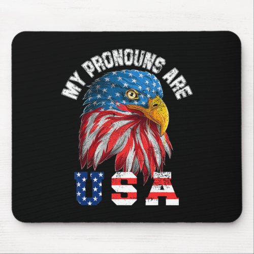 Pronouns Are Usa Funny Eagl 4th Of July American  Mouse Pad