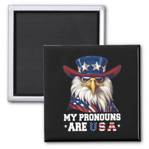 Pronouns Are Usa Funny Eagle 4 July American  Magnet