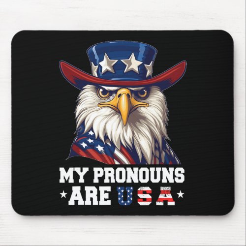 Pronouns Are Usa Funny Eagle 4 July American  Mouse Pad