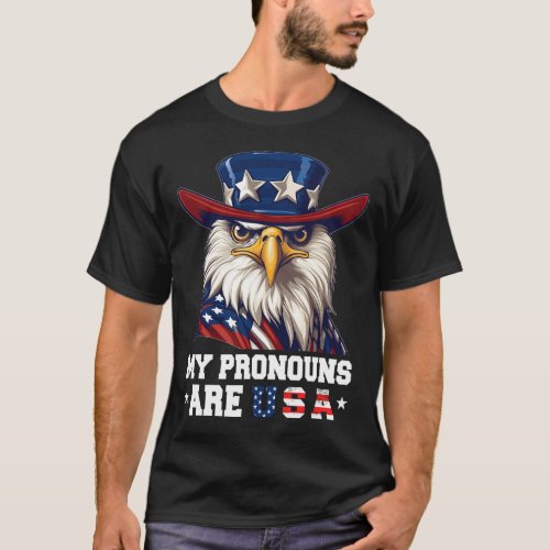 Pronouns Are Usa Funny Eagle 4 July American  T_Shirt