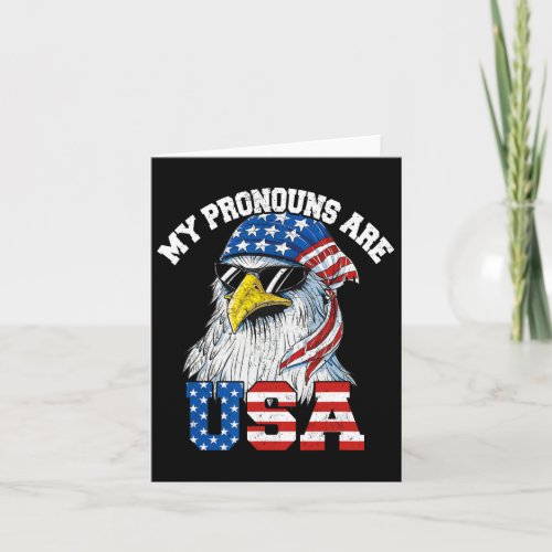 Pronouns Are Usa Patriotic Eagle Funny 4th Of July Card