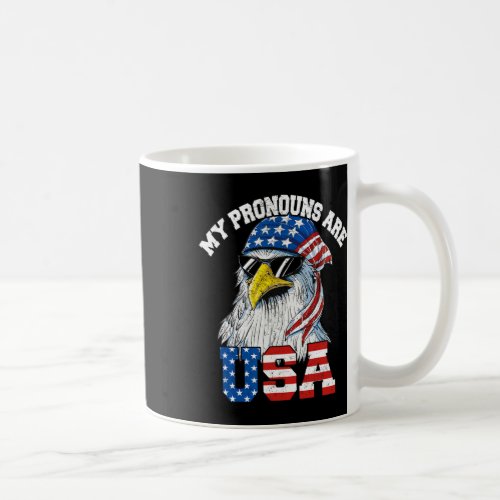 Pronouns Are Usa Patriotic Eagle Funny 4th Of July Coffee Mug
