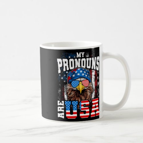 Pronouns Are Usa Patriotic Eagle Funny 4th Of July Coffee Mug