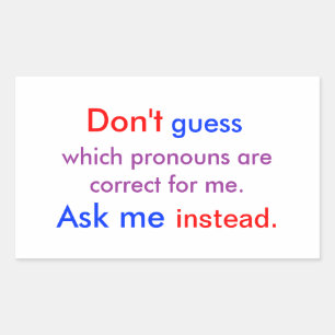 Pronouns Ask Me light Rectangular Sticker