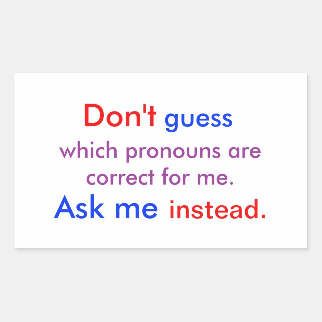 Pronouns Ask Me light Rectangular Sticker (Front)