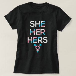 Pronouns She Her Hers Transgender Pride Symbol MTF T-Shirt