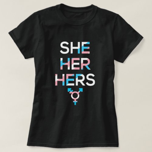 Pronouns She Her Hers Transgender Pride Symbol MTF T_Shirt