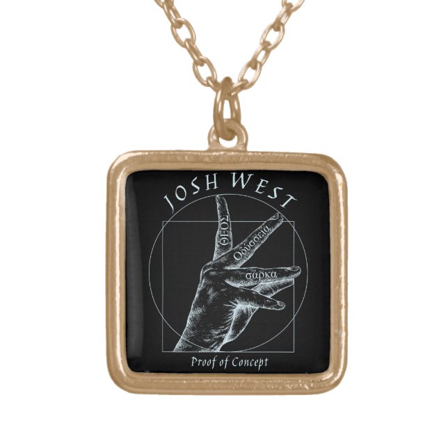 Proof of Concept White Logo Gold Plated Necklace (Front)