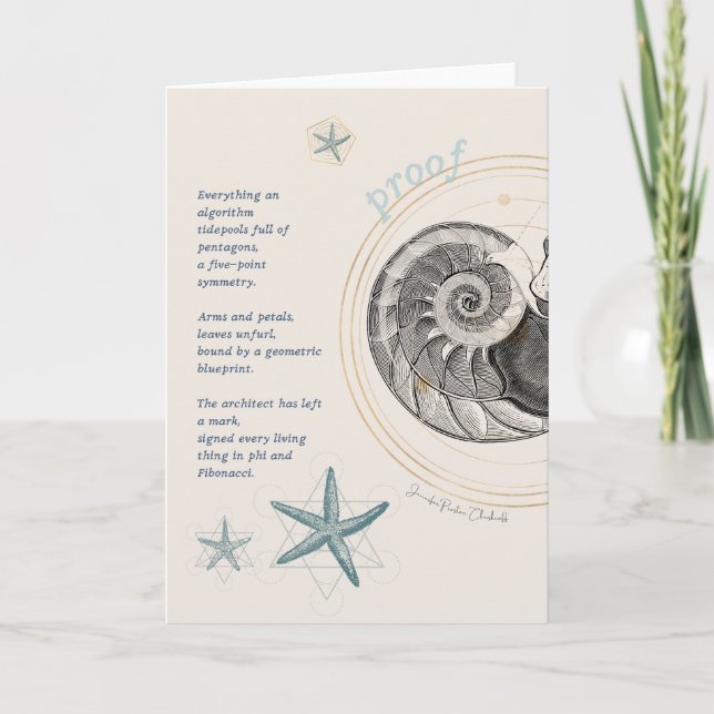 Proof seashell nautilus fibonacci design letterpress thank you card (Front)