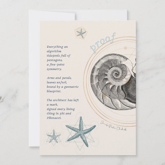 Proof seashell nautilus fibonacci design poster thank you card (Front)