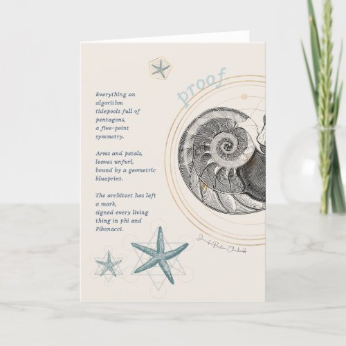 Proof seashell nautilus fibonacci design thank you card