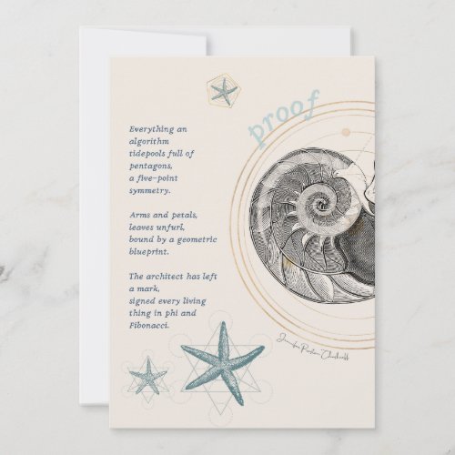 Proof seashell nautilus fibonacci design thank you card