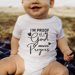 Proof That God Answers Prayers Personalized Gift B Baby Bodysuit<br><div class="desc">This I’m proof that God answers prayers. Personalized baby bodysuits are the perfect gift for anyone who has a baby, knows someone who has a baby, or is expecting a new baby. It can be given to a pregnant woman at a baby shower, pregnancy announcement, baby registry, holiday, gender reveal,...</div>