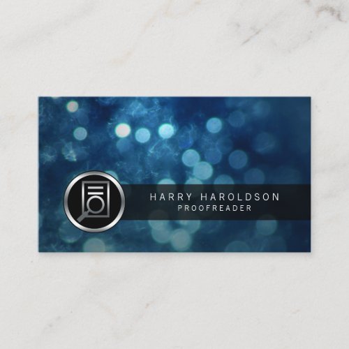 Proofreader Bold Paper Glass Icon Publishing Business Card