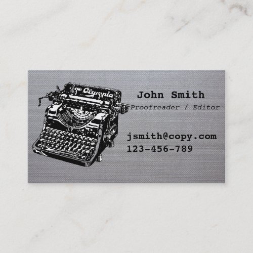 Proofreader  editor typewriter design stylish business card