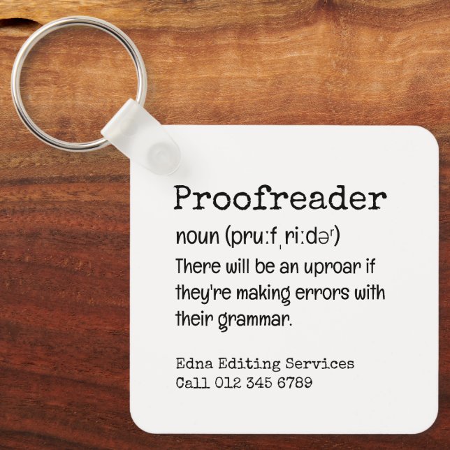 PROOFREADER Fun There They're Their Grammar Gift Keychain (Front)