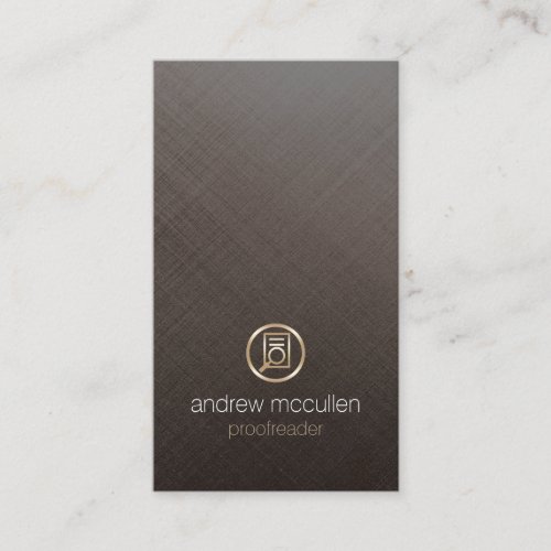 Proofreader Glass Paper Icon Brushed Metal Business Card