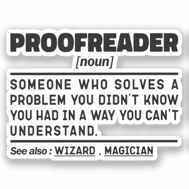 Proofreader Noun Funny Grammar Examiner Geek Sticker (Front)