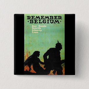 Propaganda Poster "Remember Belgium" WWII Pinback Button