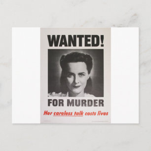 Propaganda Poster "Wanted for Murder" WWII Postcard