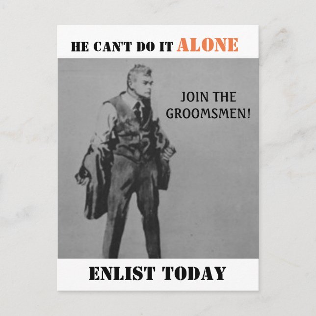 Propaganda Themed Best Man Or Groomsman Invitation Postcard (Front)