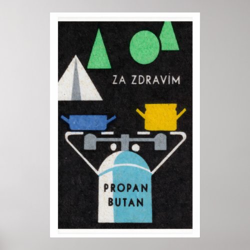 Propane Gas Cylinder Matchbox Art Print, Czech Poster