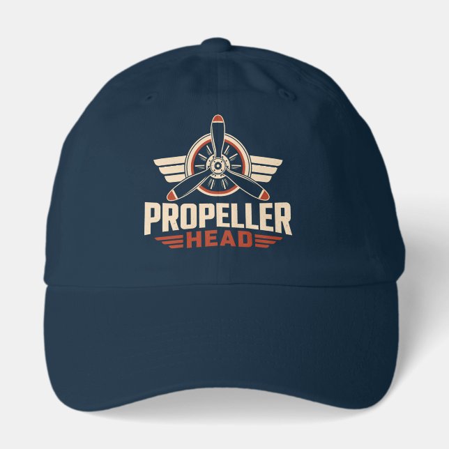 Propeller Head Vintage Airplane Engine & Wings Hat (Front)