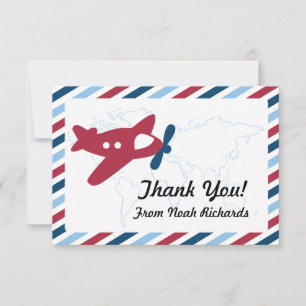 Propeller Plane Airmail Thank you Card