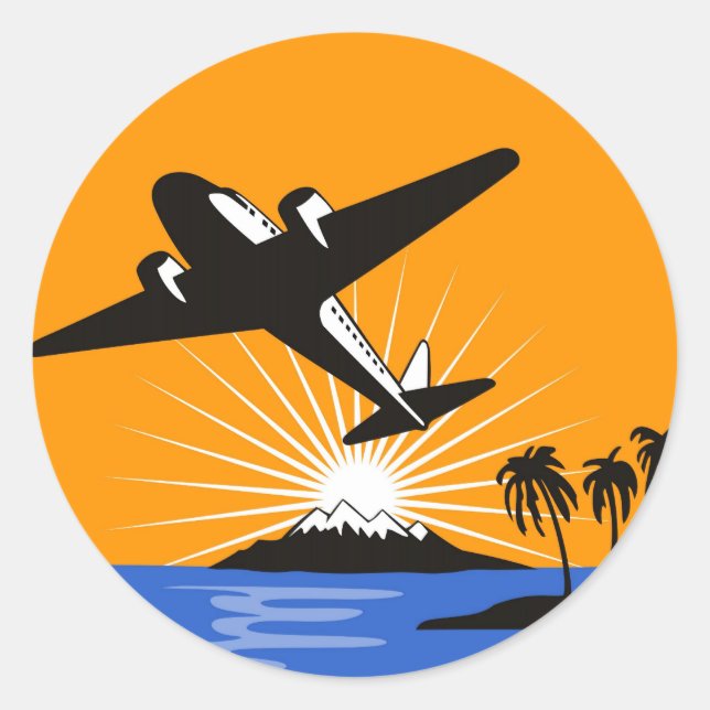 propeller plane airplane aircraft flying flight classic round sticker (Front)