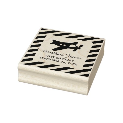 Propeller Plane with Stripes  Birthday Rubber Stamp
