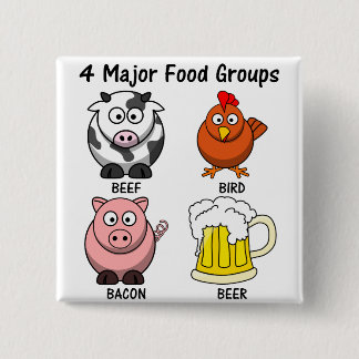 Proper American Diet: Four Major Food Groups 1 Pinback Button