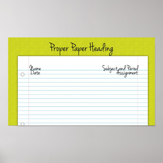 Proper Paper Heading Poster for Middle/High School (Front)