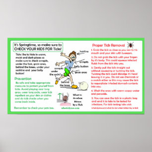 Proper Tick Removal Poster Lyme disease Prevention