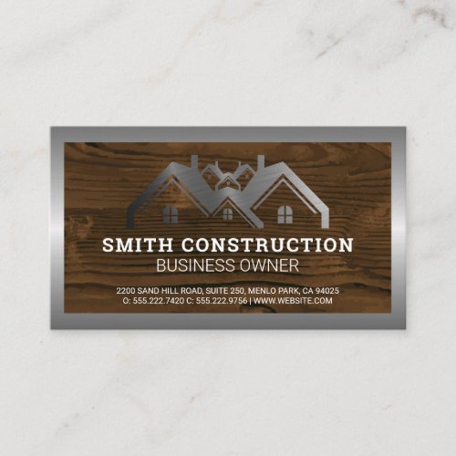 Properties Logo  Wood Metal  Construction Business Card