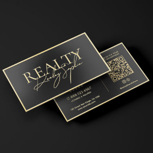 Property Consultant Marketing Black Foil Business Cards