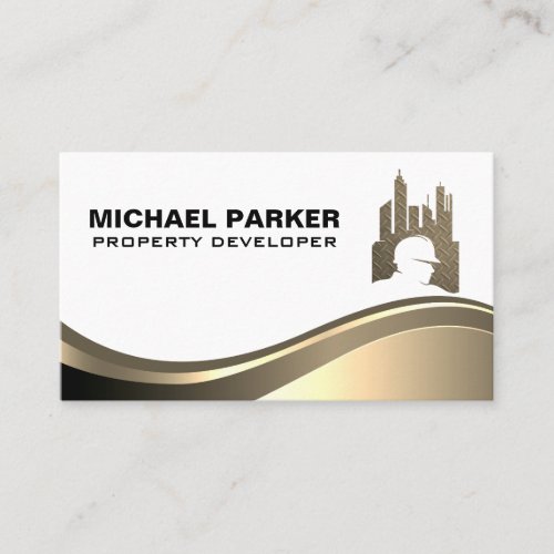 Property Developer Logo  Construction Metal Logo Business Card