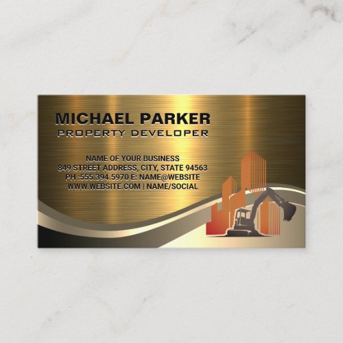 Property Developer Logo  Construction Vehicle Business Card