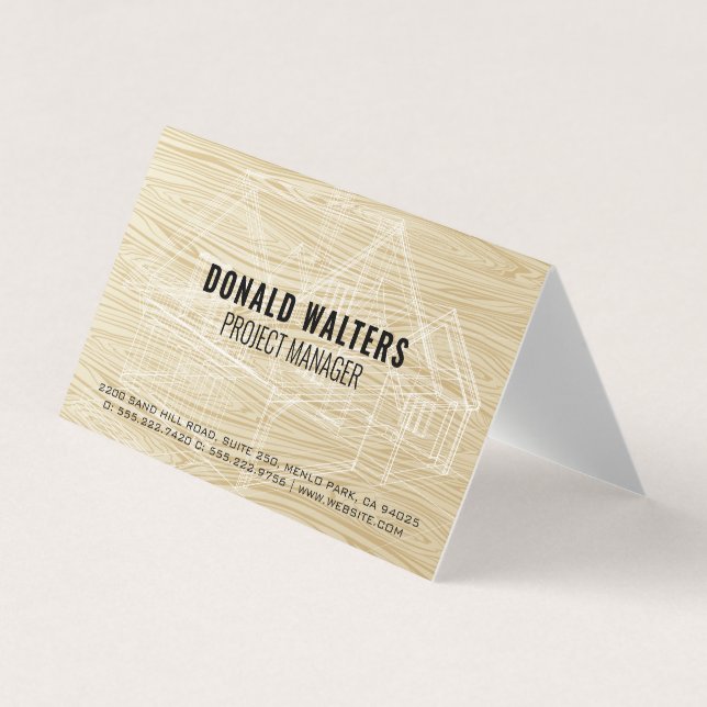 Property Developer | Wood Blueprints Business Card (Front)